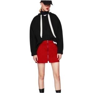 Zara red mini skirt with front zipper